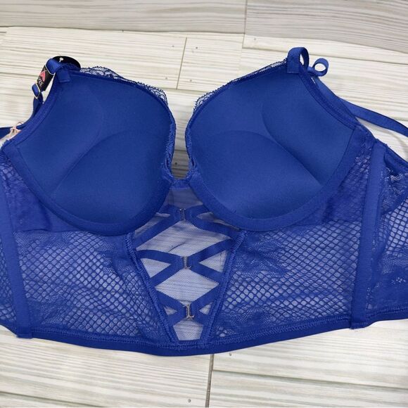 NWT VS BOMBSHELL ADDS 2 CUP SIZES PLUNGE LACE LONGLINE CORSET TOP BRA 32C - Picture 2 of 7